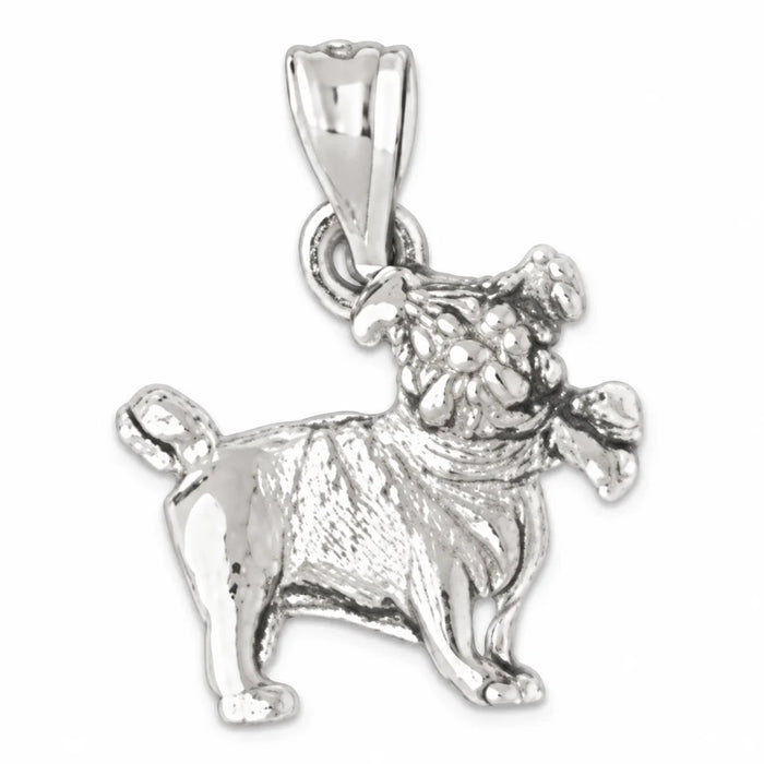 French Bulldog Dog Charm Pendant 14k Gold (3.4 Grams) White Gold 14k