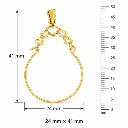 Heart Charm Holder Charm Pendant 14k Gold (1.4 Grams) Yellow Gold 14k