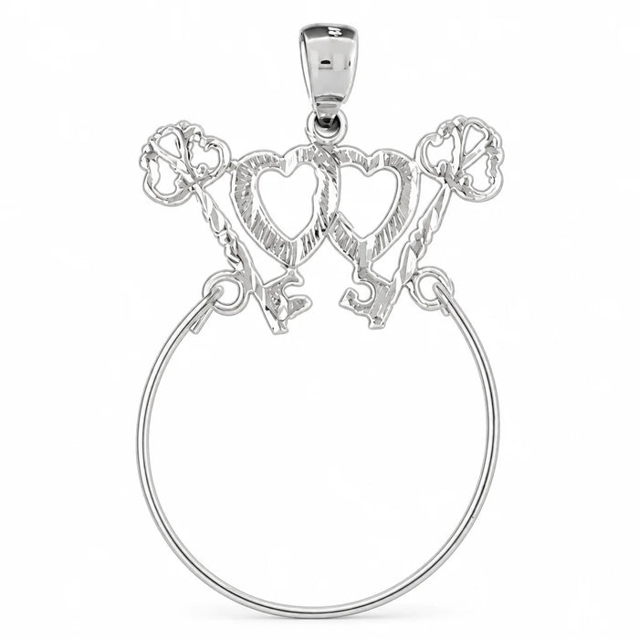 Heart Charm Holder Charm Pendant 14k Gold (1.7 Grams) White Gold 14k