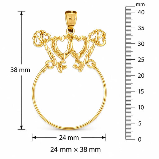 Heart Charm Holder Charm Pendant 14k Gold (1.7 Grams) Yellow Gold 14k