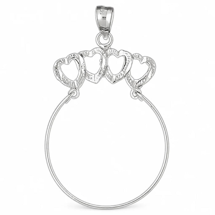 Heart Charm Holder Charm Pendant 14k Gold (1.8 Grams) White Gold 14k