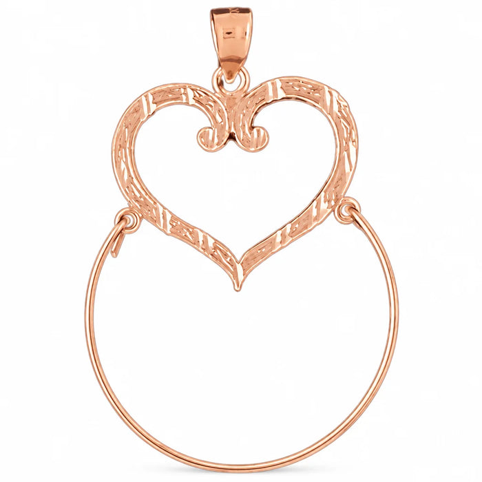 Heart Charm Holder Charm Pendant 14k Gold (2.2 Grams) Rose Gold 14k