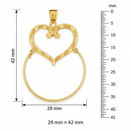 Heart Charm Holder Charm Pendant 14k Gold (2.2 Grams) Yellow Gold 14k