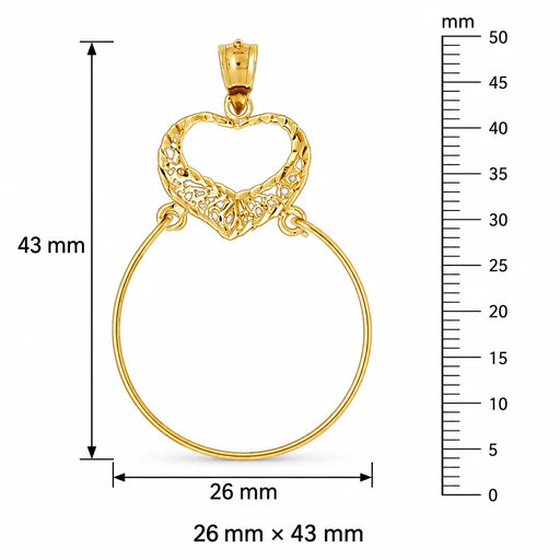 Heart Charm Holder Charm Pendant 14k Gold Yellow Gold 14k