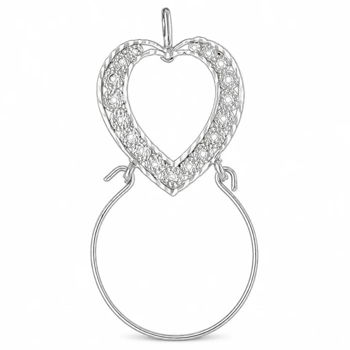 Heart Charm Holder Charm Pendant 14k Gold (3.1 Grams) White Gold 14k