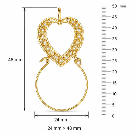 Heart Charm Holder Charm Pendant 14k Gold (3.1 Grams) Yellow Gold 14k
