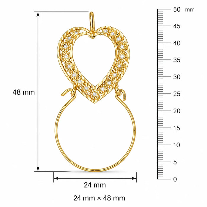 Heart Charm Holder Charm Pendant 14k Gold (3.1 Grams) Yellow Gold 14k