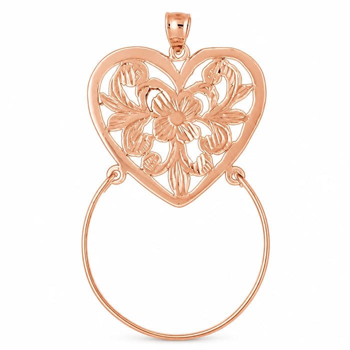 Heart Charm Holder Charm Pendant 14k Gold (3.9 Grams) Rose Gold 14k