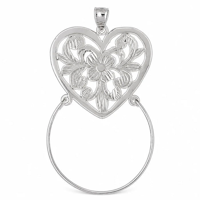 Heart Charm Holder Charm Pendant 14k Gold (3.9 Grams) White Gold 14k