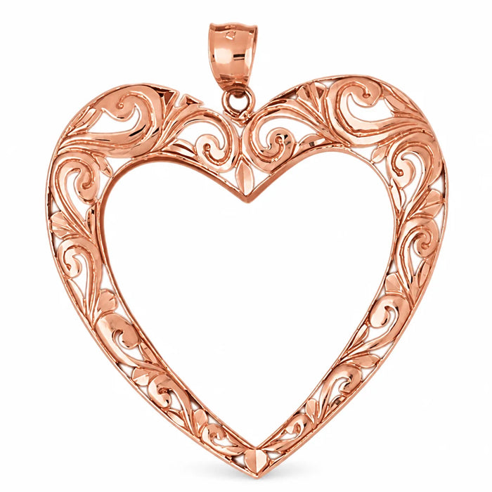 Heart Charm Pendant 14k Gold (10 Grams) Rose Gold 14k