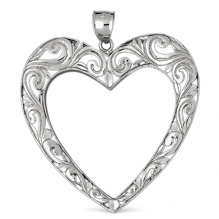 Heart Charm Pendant 14k Gold (10 Grams) White Gold 14k