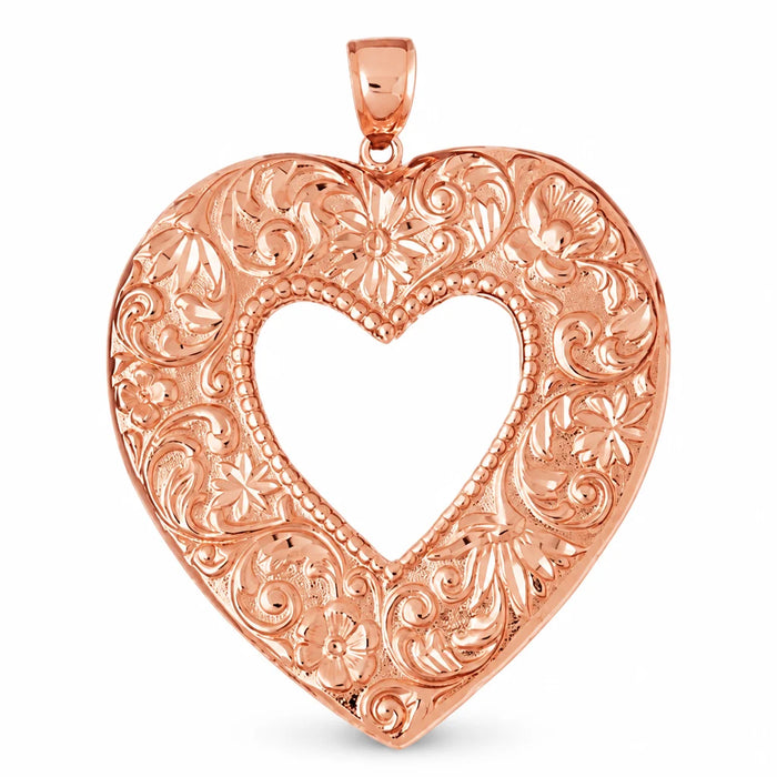 Heart Charm Pendant 14k Gold (9.5 Grams) Rose Gold 14k