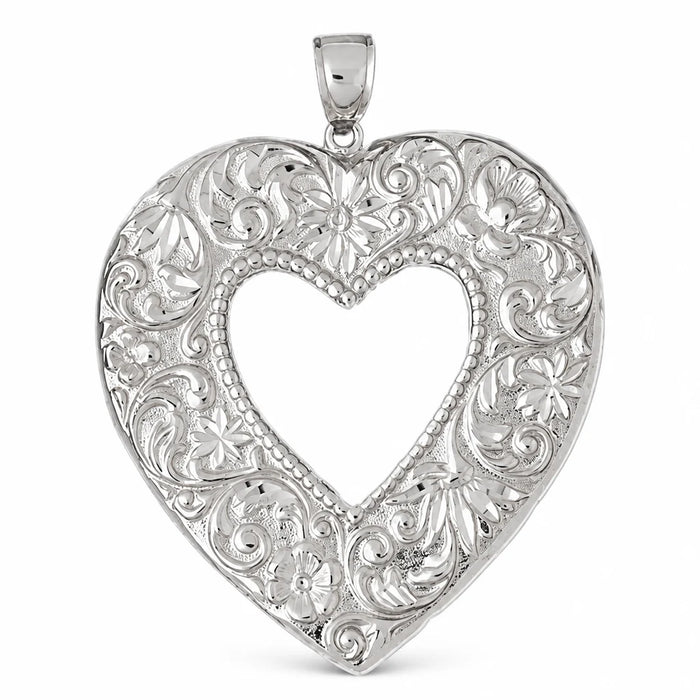 Heart Charm Pendant 14k Gold (9.5 Grams) White Gold 14k