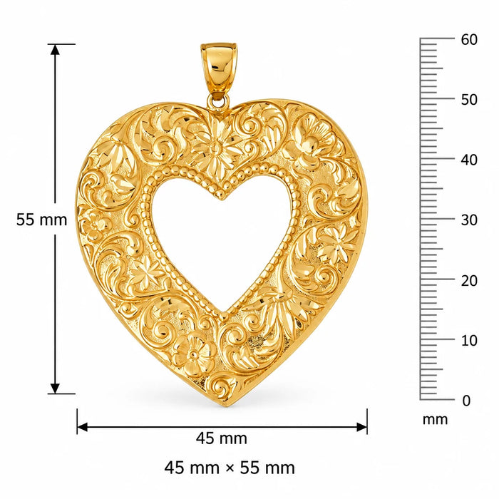 Heart Charm Pendant 14k Gold (9.5 Grams) Yellow Gold 14k