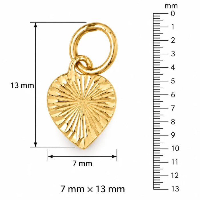 14K Yellow Gold variant – Heart Charm Pendant 14k White Gold – dimensions and size guide
