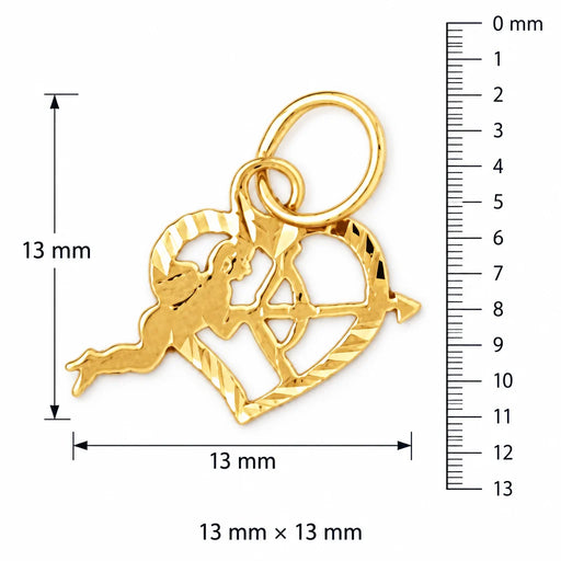 Heart Cupid Arrow Charm Pendant 14k Gold (0.4 Grams) Yellow Gold 14k