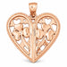 Heart With Three Leaf Clover Charm Pendant 14k Gold (8.9 Grams) Rose Gold 14k