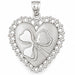 Heart With Three Leaf Clover Charm Pendant 14k Gold (8 Grams) White Gold 14k