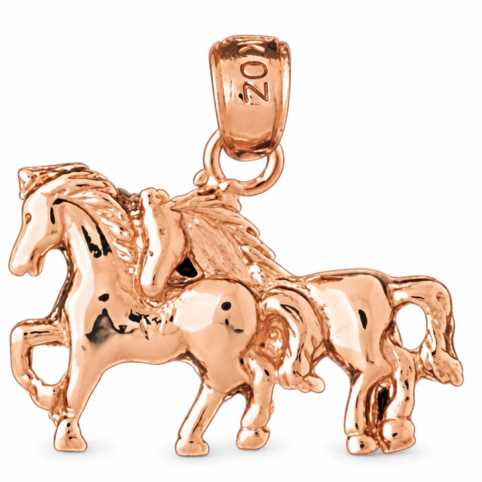 Horses Charm Pendant 14k Gold (2.6 Grams) Rose Gold 14k