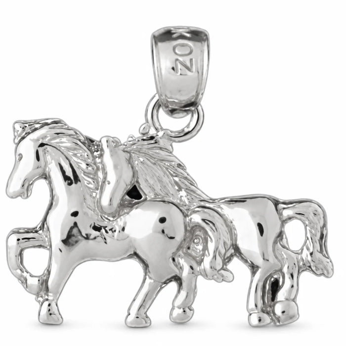 Horses Charm Pendant 14k Gold (2.6 Grams) White Gold 14k