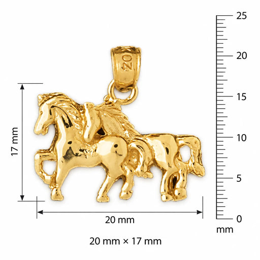 Horses Charm Pendant 14k Gold (2.6 Grams) Yellow Gold 14k