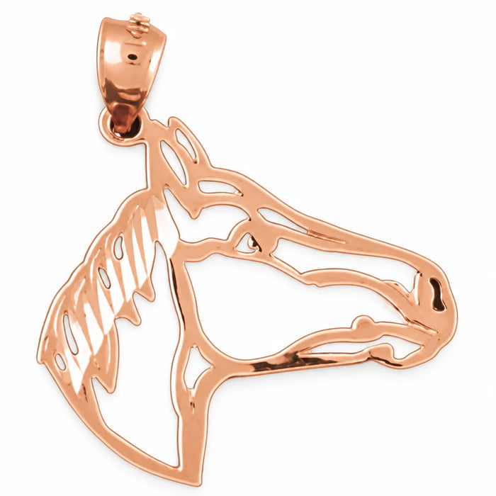 Horse Head Charm Pendant 14k Gold (1.1 Grams) Rose Gold 14k