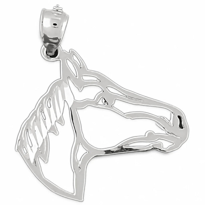Horse Head Charm Pendant 14k Gold (1.1 Grams) White Gold 14k