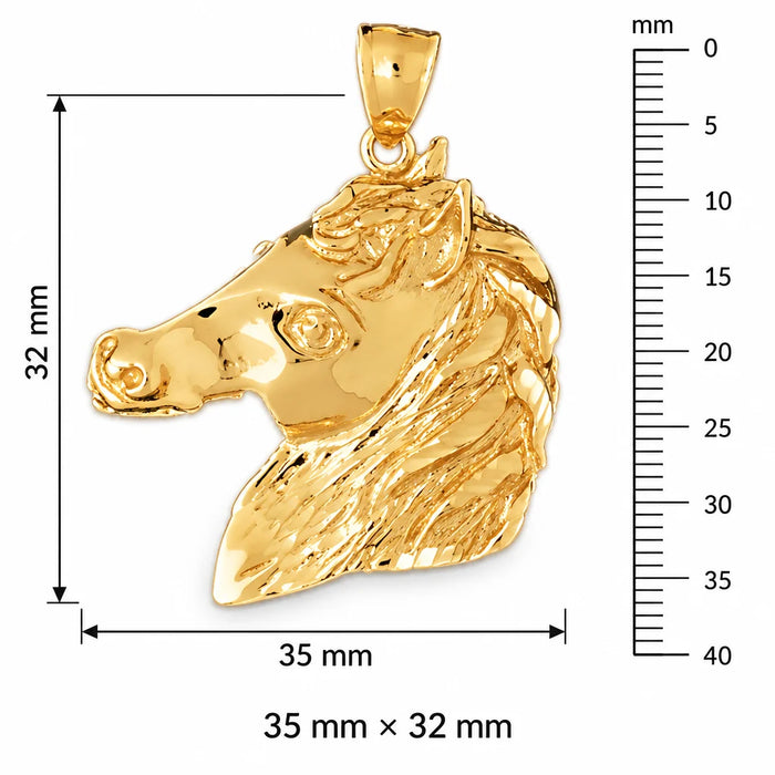 Horse Head Charm Pendant 14k Gold (10.9 Grams) Yellow Gold 14k