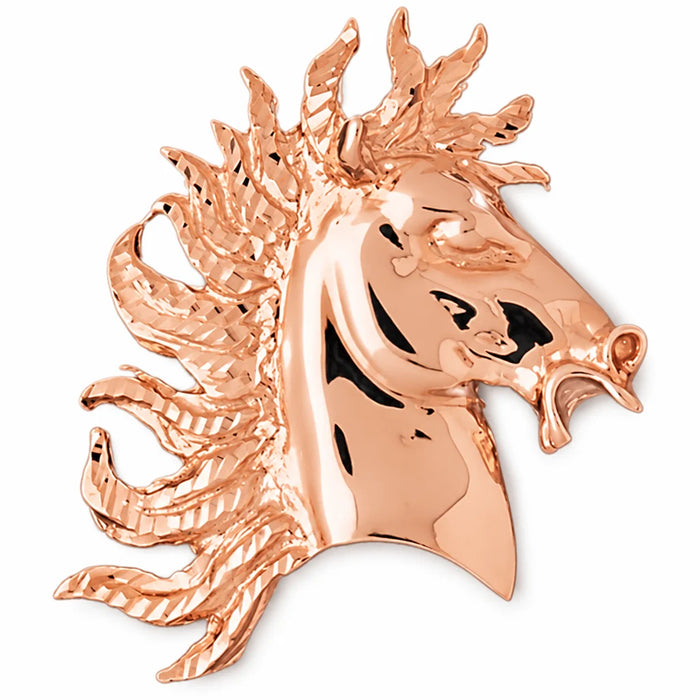 Horse Head Charm Pendant 14k Gold (19.3 Grams) Rose Gold 14k