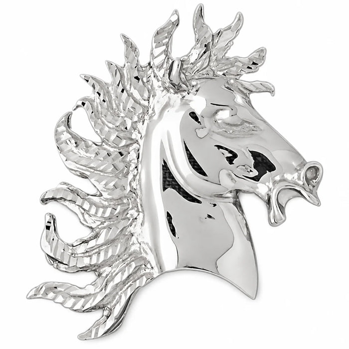 Horse Head Charm Pendant 14k Gold (19.3 Grams) White Gold 14k