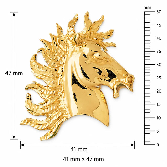 Horse Head Charm Pendant 14k Gold (19.3 Grams) Yellow Gold 14k
