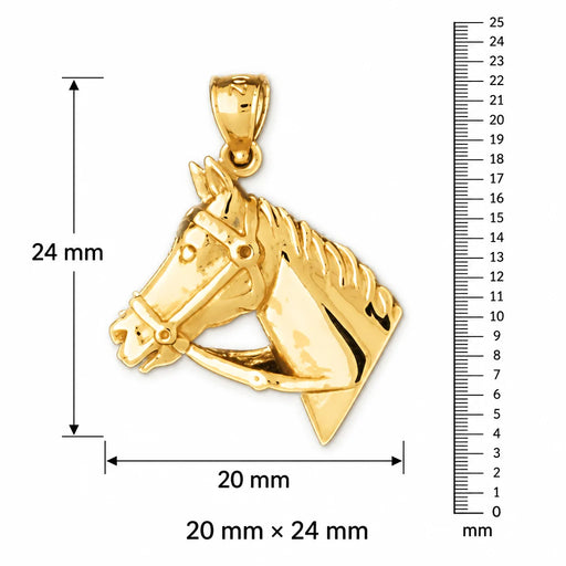 Horse Head Charm Pendant 14k Gold (2.8 Grams) Yellow Gold 14k