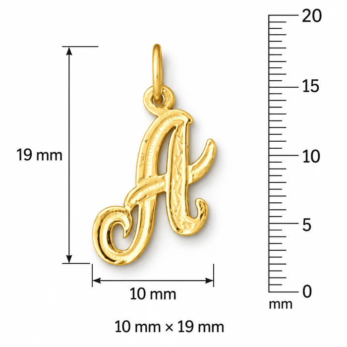 Initial A Charm Pendant 14k Gold (0.5 Grams) Yellow Gold 14k