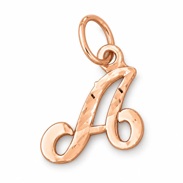 Initial A Charm Pendant 14k Gold (0.8 Grams) Rose Gold 14k