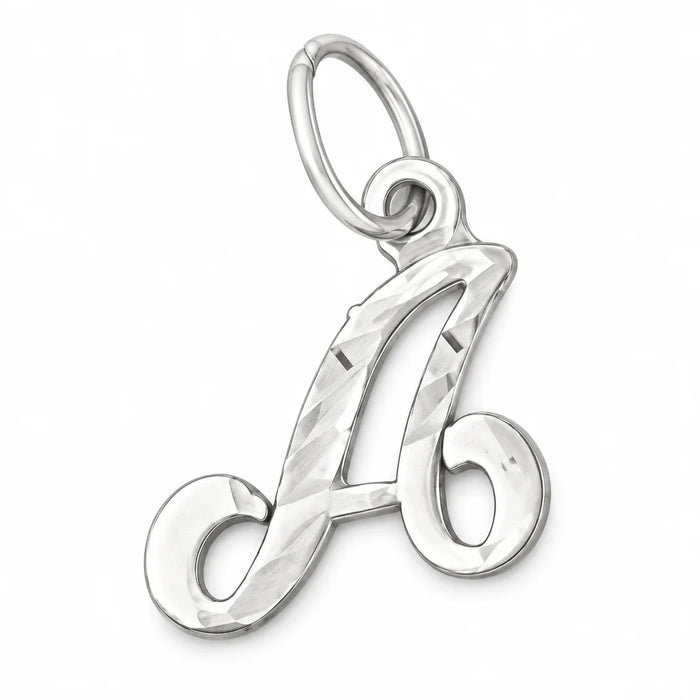 Initial A Charm Pendant 14k Gold (0.8 Grams) White Gold 14k