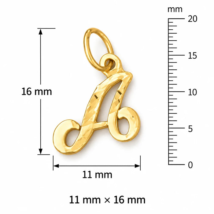 Initial A Charm Pendant 14k Gold (0.8 Grams) Yellow Gold 14k