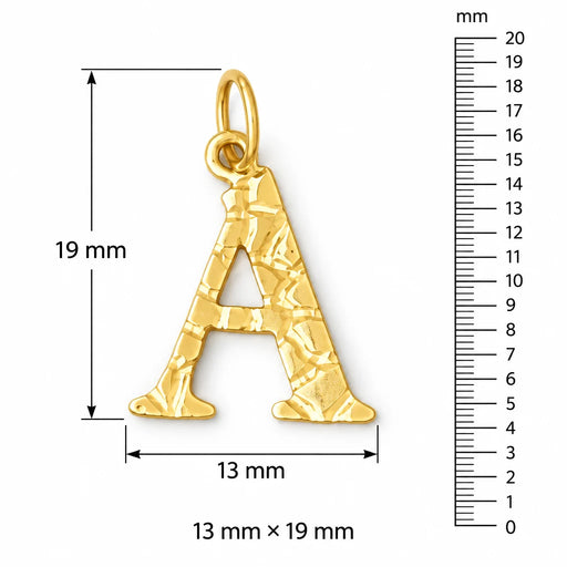 Initial A Charm Pendant 14k Gold (1 Gram) Yellow Gold 14k