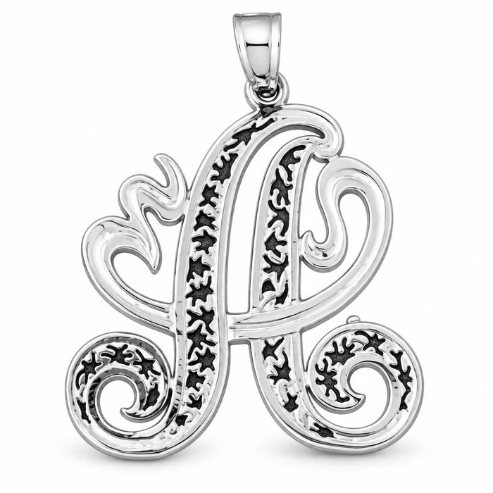 Initial A Charm Pendant 14k Gold (2.7 Grams) White Gold 14k