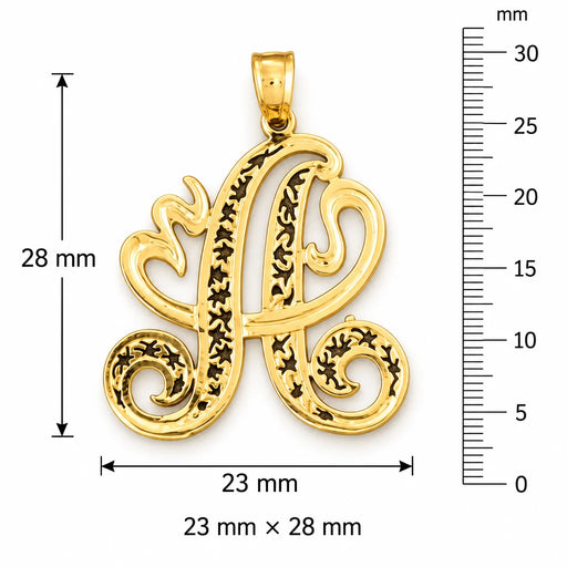 Initial A Charm Pendant 14k Gold (2.7 Grams) Yellow Gold 14k