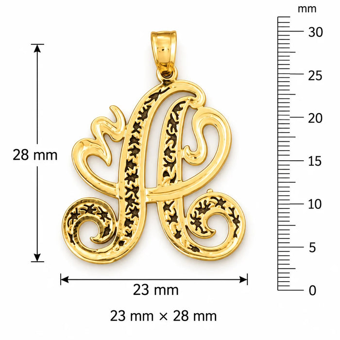 Initial A Charm Pendant 14k Gold (2.7 Grams) Yellow Gold 14k