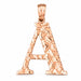 Initial A Charm Pendant 14k Gold (2 Grams) Rose Gold 14k