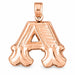 Initial A Charm Pendant 14k Gold (3 Grams) Rose Gold 14k