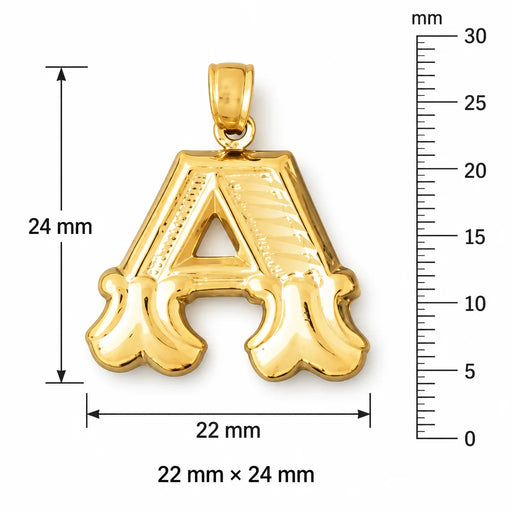 Initial A Charm Pendant 14k Gold (3 Grams) Yellow Gold 14k