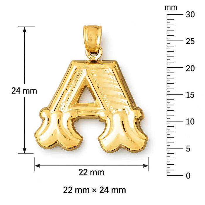 Initial A Charm Pendant 14k Gold (3 Grams) Yellow Gold 14k