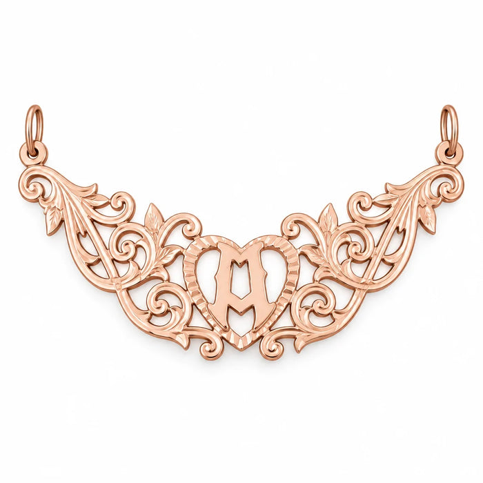 Initial A Heart Charm Pendant 14k Gold (1 Gram) Rose Gold 14k