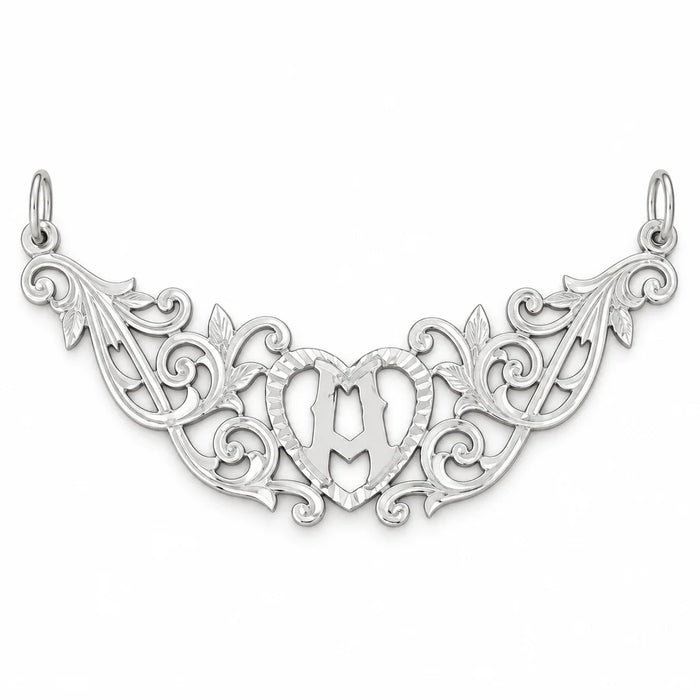 Initial A Heart Charm Pendant 14k Gold (1 Gram) White Gold 14k