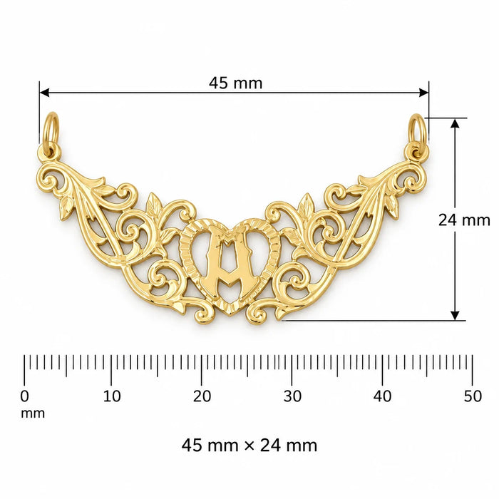 Initial A Heart Charm Pendant 14k Gold (1 Gram) Yellow Gold 14k
