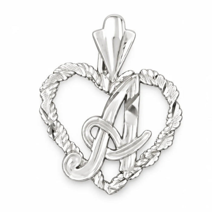 Initial A Heart Charm Pendant 14k Gold White Gold 14k