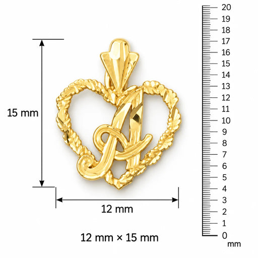 Initial A Heart Charm Pendant 14k Gold Yellow Gold 14k
