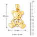Initial A Teddy Bear Heart Charm Pendant 14k Gold Yellow Gold 14k